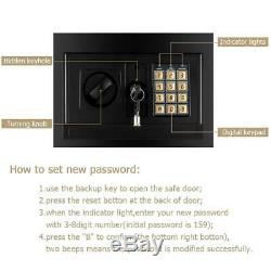 Durable 5 Electronic Gun Digital Safe Box Keypad Lock Home Office Hotel Black US