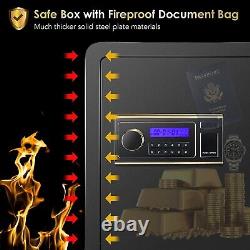 Fingerprint 2.05Cu. Ft Fireproof Safe Box Digital Lock Dual Alarm Removable Shelf