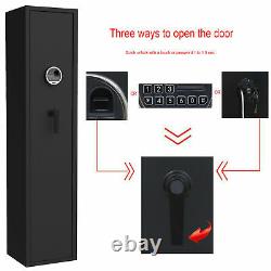 Fingerprint/Keypad Lock Long Gun Safe Cabinet For 5 Rifle+2 Pistols Gun Security