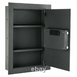 Flat Electronic Wall Safe Security Safety Box Lock Valuables Jewelry Home Black