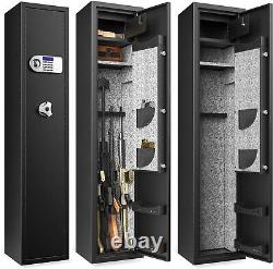GUN SAFE SECURITY CABINET Firearm Shotgun 5-6 Rifles Steel Storage Locker Shelf
