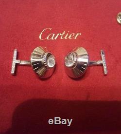 Genuine CARTIER Safe Combination Lock 18k White Gold Cufflinks