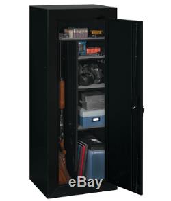 Gun Cabinet Locker Rifle Shotgun Pistol Storage Shelves Black Steel Vault Safe