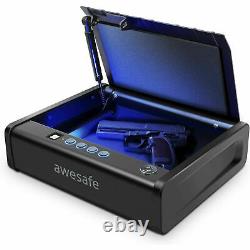 Gun Pistol Safe Box Metal Case Biometric Fingerprint Lock One Handgun Storage