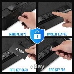 Gun Security Safe Box Case Metal Secure Pistol Storage RFID Lock Quick Access