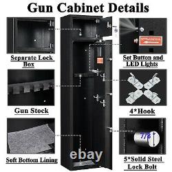 Heavy Duty Biometric Gun Safe 3-5 Rifle Pistol Ammunition Cabinet with Lockbox