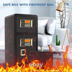 Home Large 4.8Cub Safe Box Fireproof Double Lock Lockbox Digital Keypad Office