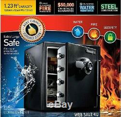 Home Safe Gun Cash Security Fire Water Combination Lock Box Solid Steel Black US