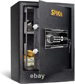 Home Security Safe Box Large Capacity, Digital Keypad, Biometric Lock, Keyhole