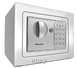 Honeywell Steel Standard Safe with Keypad Lock, White, 0.15 cu. Ft. (5605W)