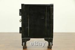 Iron Antique Safe, Chairside Table, Original Painting, Combination Lock #31919