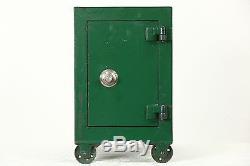 Iron Safe with Combination Lock or 1900 Antique Chairside Table, Green Paint