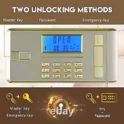 Large 3.8 Cub Safe Double Lock/Alarm/Password Separate Lock Box Home Office Whit