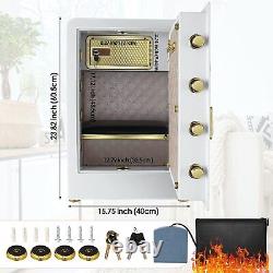 Large 3.8 Cub Safe Double Lock/Alarm/Password Separate Lock Box Home Office Whit