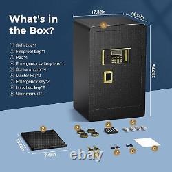 Large 4.0Cu. Ft Double Safety Lock Digital Money Home Safe Box Fireproof Lockbox
