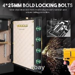 Large 4.0Cub Double Key Lock LCD Lockbox Money Safe Box Fireproof Dual Alarm