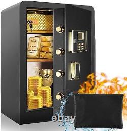 Large 4.0Cub Double Key Lock LCD Lockbox Money Safe Box Fireproof Dual Alarm