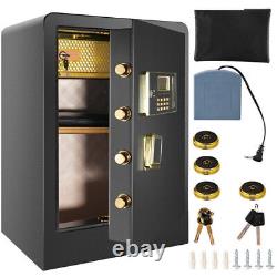 Large 4.0 Cub Safe Box Double Password/Key Lock LCD Lockbox Fireproof Cash Files