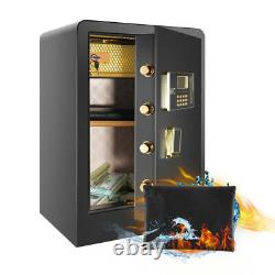 Large 4.2Cub Safe Box Fireproof Double Safety Key Lock LCD, Built In Cabinet Box