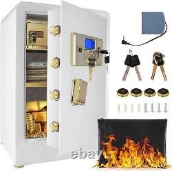 Large Fireproof Safe HD LCD Double Lock Cabinet for Money Pistol Jewelry 3.2cub