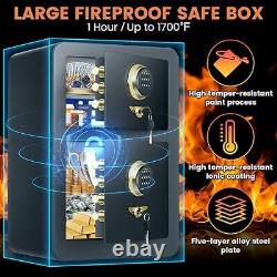 Large Fireproof Waterproof Home Safe Combination Lock, Dual Departments