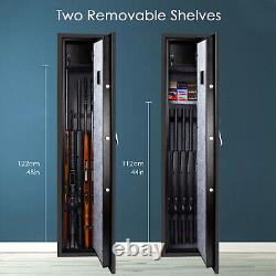Large Rifle Safe Quick Access 5-Gun Wall Storage Cabinet with Pistol Lock Box