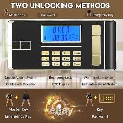Modern 3.7Cub Safe Box Double Key Lock HD LCD Dual Alarm Lockbox Fireproof Safes