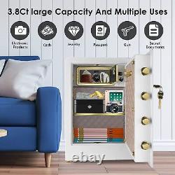 Money Digital Safe Box 3.8 Cub Large Cabinet for Home Security withDouble Key Lock