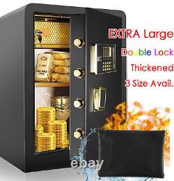 Money Digital Safe Box 4.5Cub Large Cabinet for Home Security w. Double Key Lock