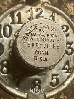 RARE Antique Eagle Lock Co. Combination Dial Safe Cabinet Strongbox 1892 1897