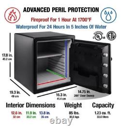 Safe Dial Combination Lock 1.2 cu. Ft. Fireproof Waterproof Steel Construction