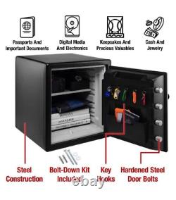 Safe Dial Combination Lock 1.2 cu. Ft. Fireproof Waterproof Steel Construction