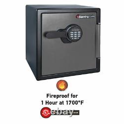 Security Box, Fireproof Waterproof Safe Digital Keypad Lock Home Office 1.23 Cu
