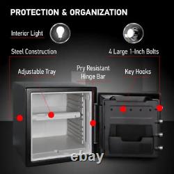 Security Safe Box 1.2 Cu/Ft Fireproof & Waterproof with Digital Combination Lock