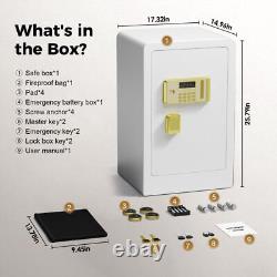 Super Large 4.0 Cub Safe Box Double Lock Account Fireproof Lockbox Home Office