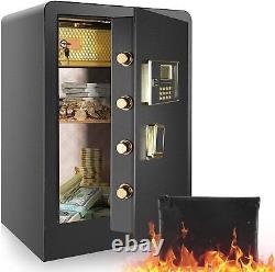 Super Large 4.5 Cub Safe Box Double Lock Account Fireproof Lockbox Home Office