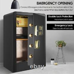 Super Large 4.5 Cub Safe Box Double Lock Account Fireproof Lockbox Home Office