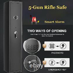 Upgraded Quick Access Rifle Safe 5 Gun Security Cabinet Double Lock + 4 Keys US