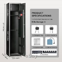 VEVOR Gun Safe Rifle Safe with Built-in Storage Locker 5 Rifles Storage Cabinet