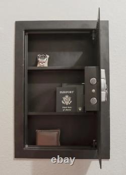 Wall Safe Electronic Lock Keypad Steel Security Box Hidden Jewelry Black Office