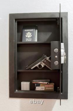 Wall Safe Electronic Lock Keypad Steel Security Box Hidden Jewelry Black Office